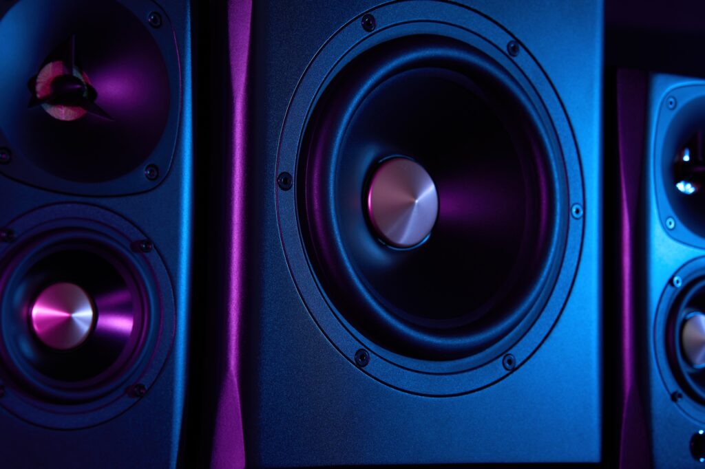 Multimedia acoustic sound speakers with neon lighting